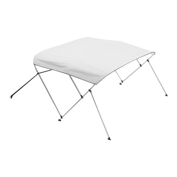 Boat Bimini Top 3 Bow, 6'Lx67-72"Wx46"H, 600D Polyester Canopy, Aluminum Frame, Waterproof Sun Shade, w/Storage Bag & Support