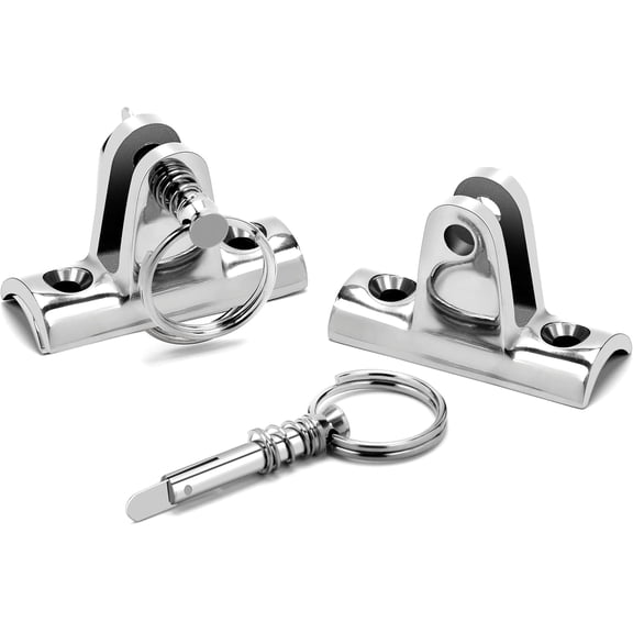 Boat Bimini Top Deck Hinge Concave Base 316 Stainless Steel Deck Hinge 90Fitting Bimini Top Hardware,Bimini Top Hinge Bimini Brackets for Boats with Quick Release Pin Pack of 2