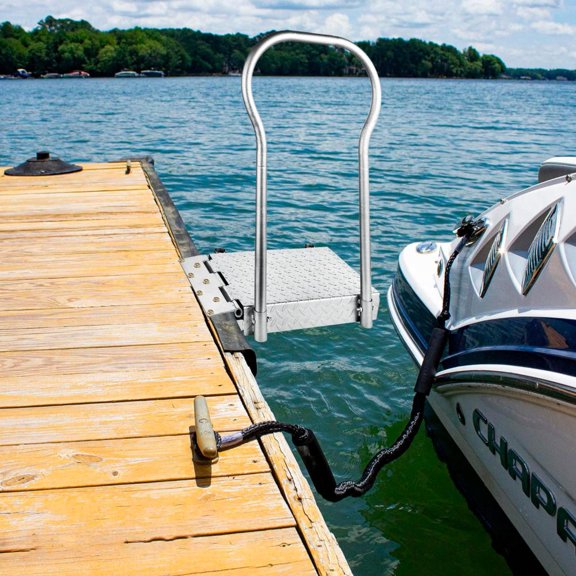 Boat Boarding Platforms with Handrail, Foldable Dock Boarding Platforms with Handle(500LBs Capacity,Silver)