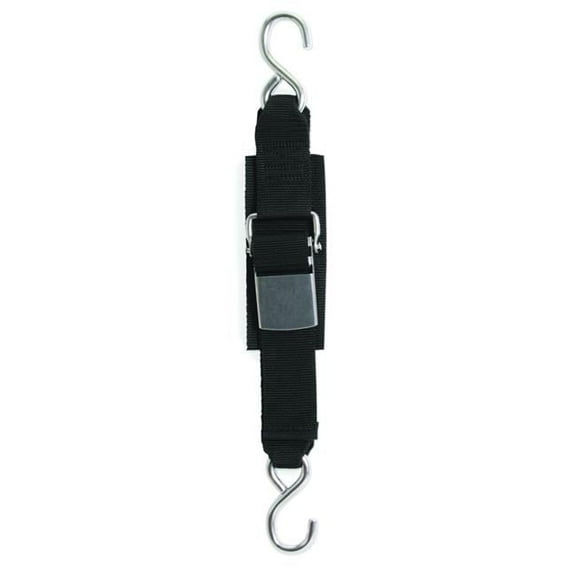 Boat Buckle F12065 2.0 in. x 2 ft. Stainless Steel Kwik Lok Transom Tie-Downs, Black - Set of 2