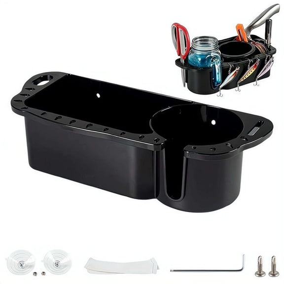 Boat Caddy Organizer, Boat Cup Holder with Drainage, Multifunctional Boats Storage Organizer, Boats Fishing Cabin Storage for Kayak, Pontoon,Jon Fishing Tools Holder Accessories