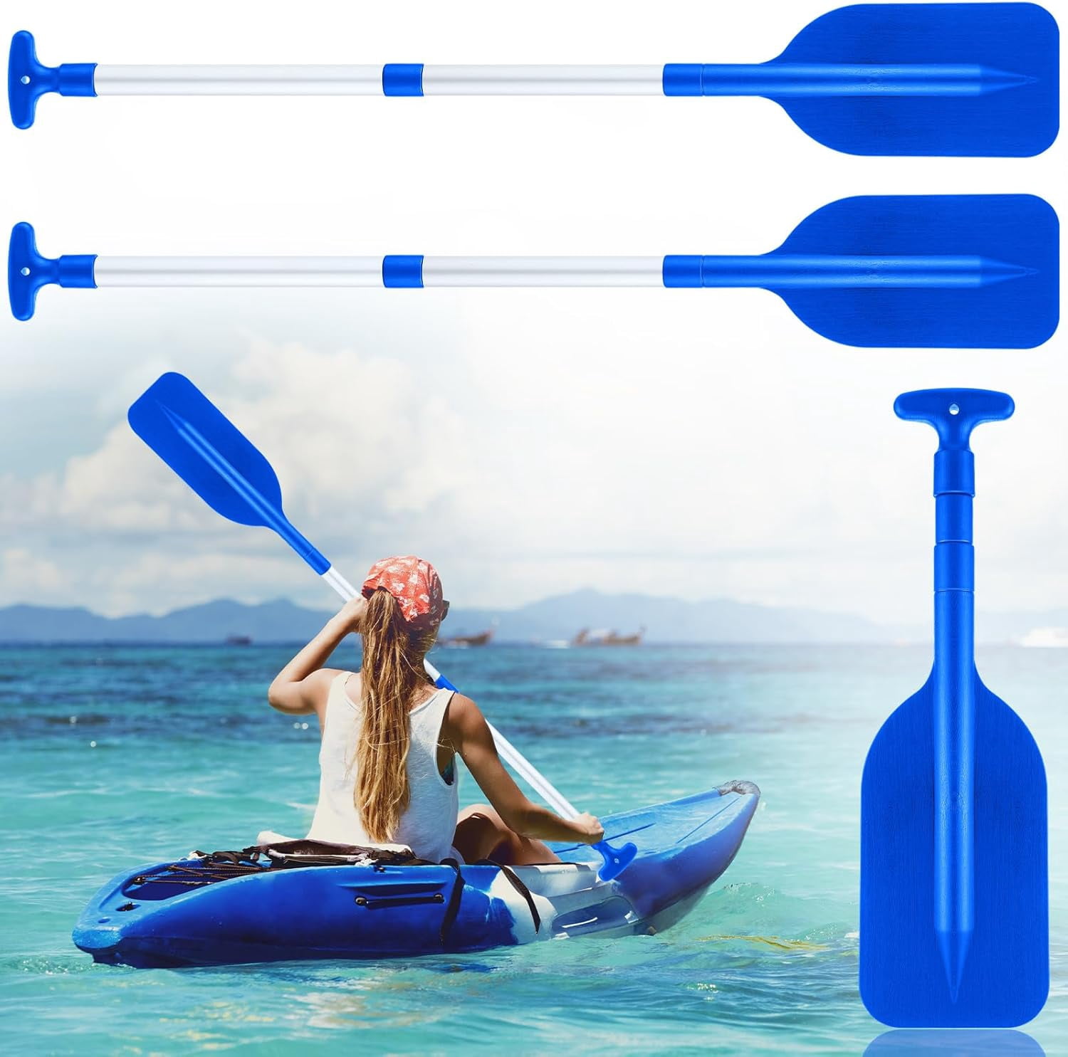 Boat Canoe Paddles Telescoping Collapsible Oar Aluminum 21.3-41.7 in Kayak Paddles Adjustable Length for Kayak Inflatable Dinghy Water Sport Boat Accessories