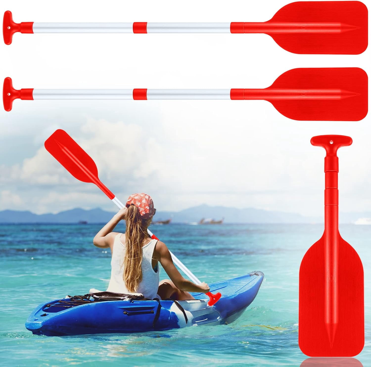 Boat Canoe Paddles Telescoping Collapsible Oar Aluminum 21.3-41.7 in Kayak Paddles Adjustable Length for Kayak Inflatable Dinghy Water Sport Boat Accessories