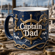 Boat Captain Dad Accent Mug, Nautical Coffee Mug for Fathers Day Gift