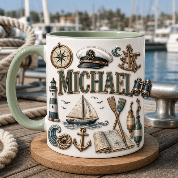 Boat Captain Dad Accent Mug Personalized Nautical Father’s Day Gift for Dad