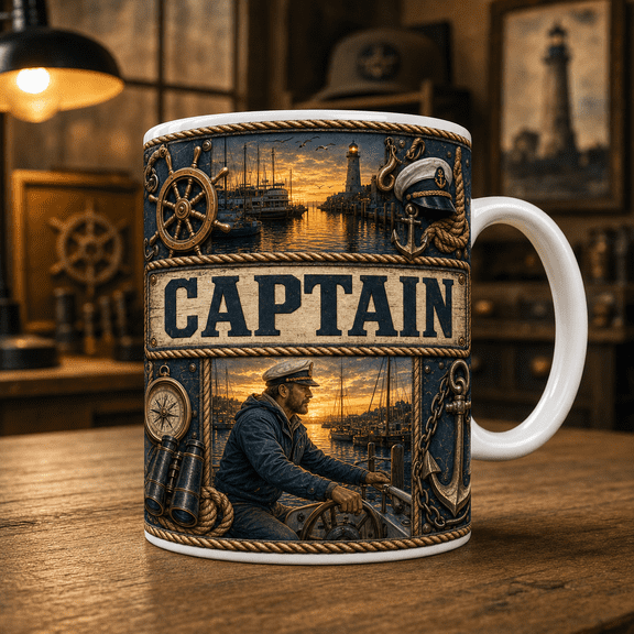 Boat Captain Mug Nautical Coffee Cup Gift for Captain Boater or Sailing Lover