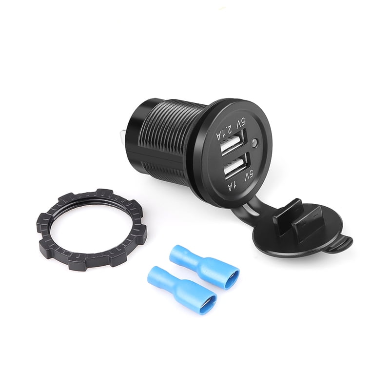 Boat Car Waterproof 12V Dual USB Power Charger Two Port Adapter Switch