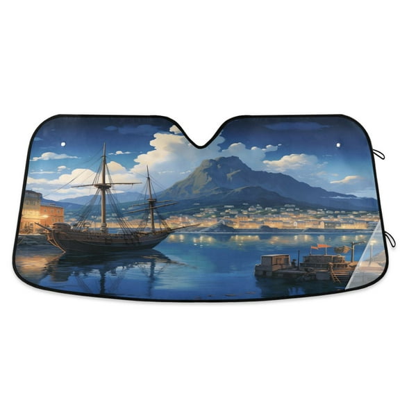 Boat City Mountain Car Windshield Sun Shade Foldable Car Front Window Visor Heat and UV Protection 55x27.6