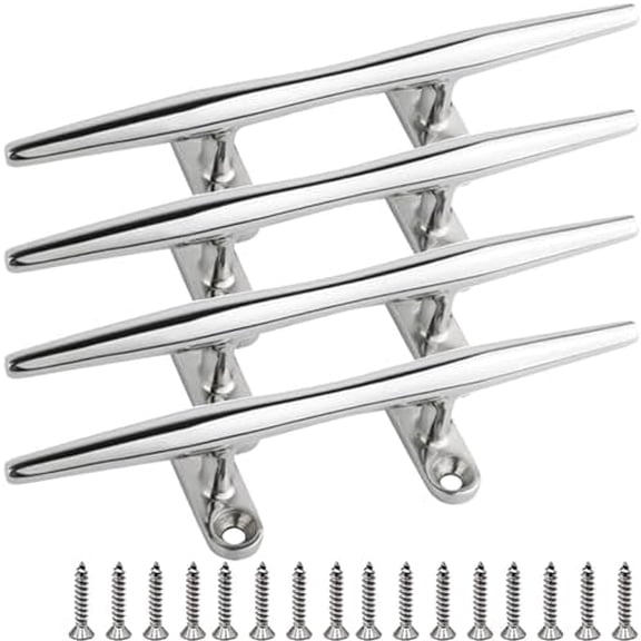 Boat Cleat 316 Stainless Steel Open Base Boat Dock Cleats(4"/5"/6"/8"/10"/12") Silver/Gold for Boat, Dock, Kayaks, Nautical Decor ect