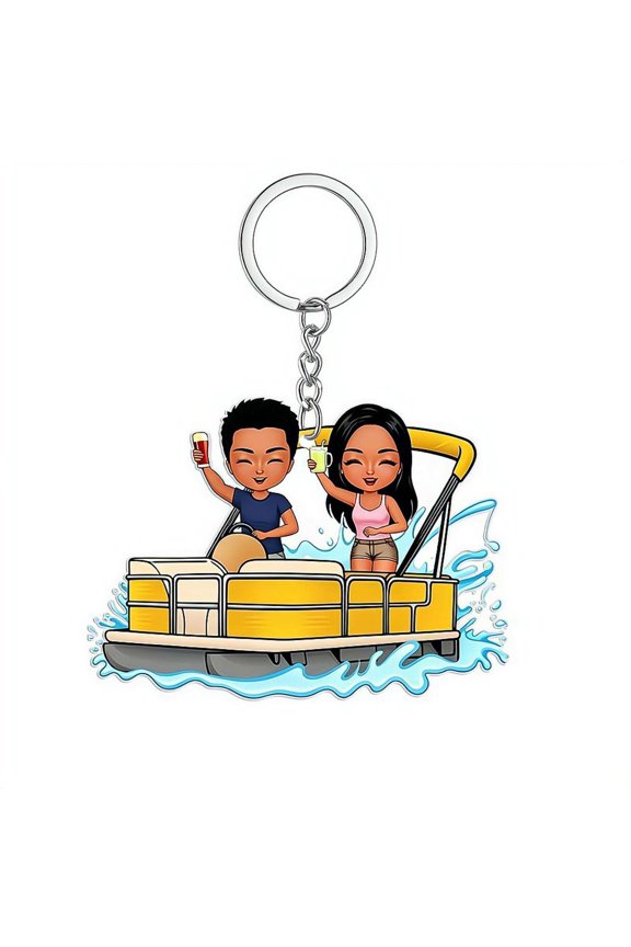 Boat Couple Keychain, Personalized Key chain For Boyfriend Girlfriend Romantic Anniversary Present