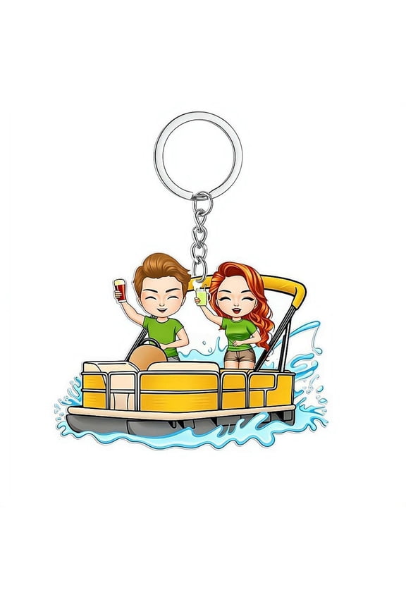 Boat Couple Keychain, Personalized Key chain For Boyfriend Girlfriend Romantic Anniversary Present