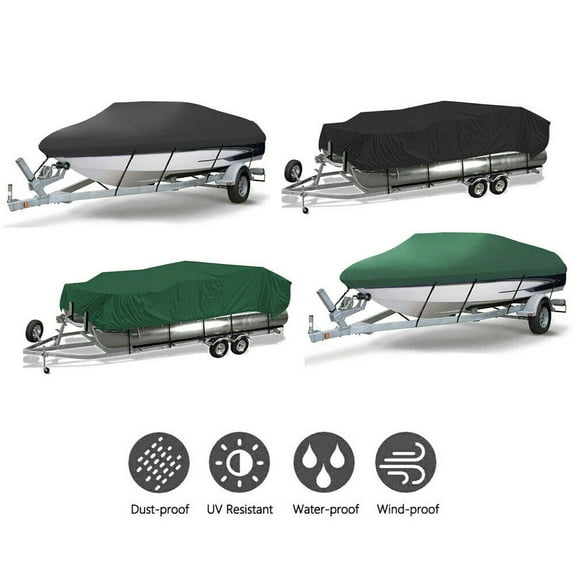 Boat Cover 11-22FT Waterproof Boat Cover, Heavy Duty Trailerable Boat Cover for V-Hull, Pontoon Boat Oxford Cloth