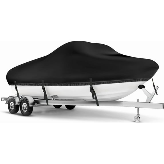 Boat Cover 14-16 ft, Waterproof 900D Heavy Duty Boat Cover, PU Marine Grade Polyester Boat Covers 14-16 ft, Fits Bass, V-Hull, Tri-Hull, Runabout, Jon, Fishing, Trailerable, Beam Width 105 inch