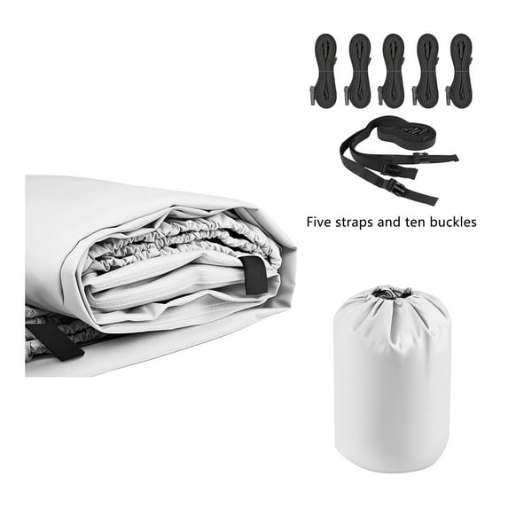 Boat Cover 17-19FT, 800D Heavy Duty Waterproof V-Hull Boat Cover with Straps & Storage Bag, All-Weather Winter Boat Cover for Fishing Boat, Runabout, and Bass Boat Accessories