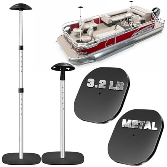 Boat Cover Support Poles with 3.2 LB Metal Base, Adjustable Pontoon Cover Support, Heavy Duty Boat Cover Poles for Pontoon, Aluminum Cover Support System with EVA Protective Foam,2 Pack$$Watercraft