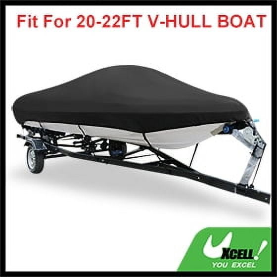 Boat Cover V-Hull 20-22ft 600D Fabric Waterproof Scratch-proof Trailable Black 700 x 280cm