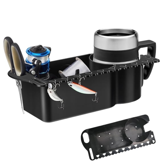 Boat Cup HolderBottle Organizer Boat Cup Holder with Rubber TabMulti-Functional Cup Holder Tray with Large Capacity for Screwdriver, Fish Bait, Beverage