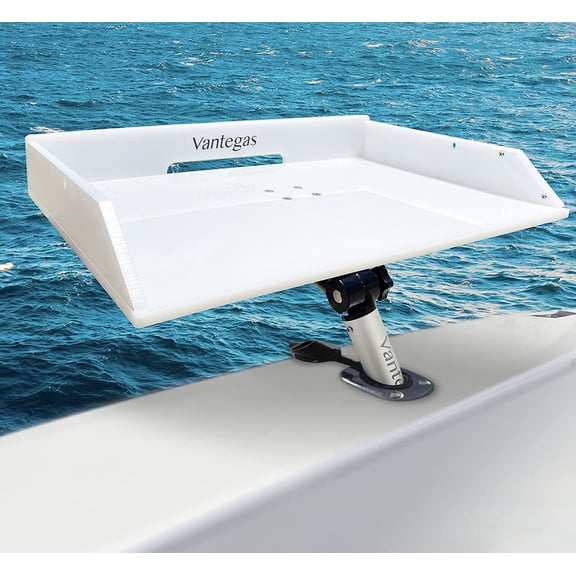 Boat Cutting Board Bait Table Filet Board For Fish Cleaning Station White Fishing Fillet Table, In Single Rod Holder With Plier Storage and Knife Slot, Marine Accessories For Boats Grill