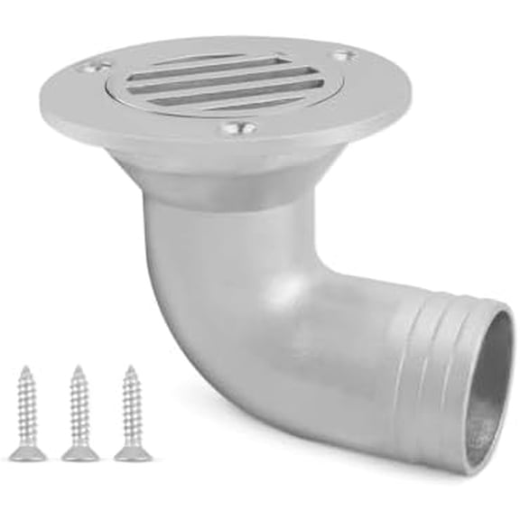 Boat Deck Floor Drain, 1-1/2"90 Degree Heavy Duty Thru Hull Drainage Scupper Cover, Marine 316 Stainless Steel, Floor Drain Scuppers with Screws$$Watercraft
