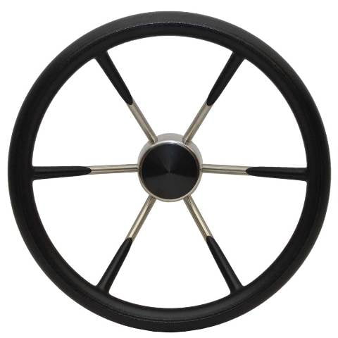 Boat Destroyer Steering Wheel 1525 | 15 Inch 25 Degree Stainless Black