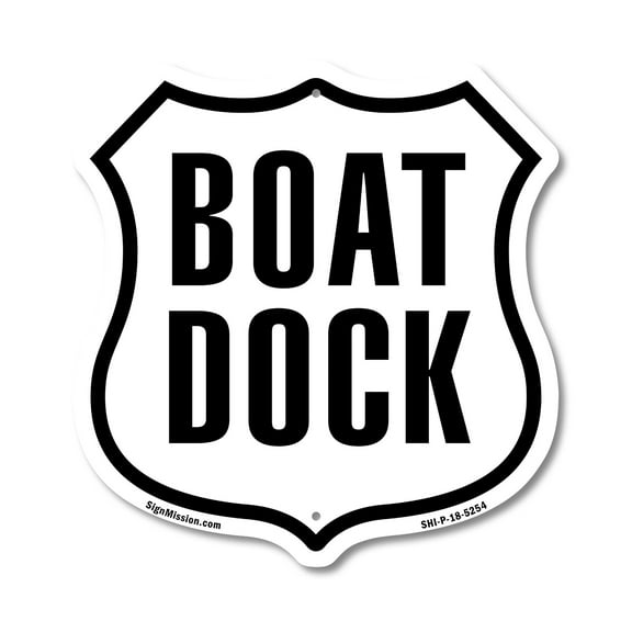 Boat Dock (2 Pack) 12 inch X 12 inch Shield-Shaped Rust-Free Aluminum Metal Signs Weather Resistant Made in the USA