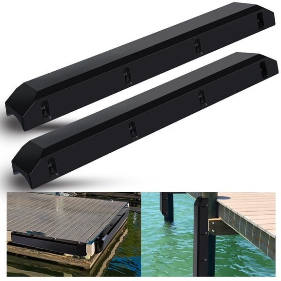 Boat Dock Bumpers 2Pack-Black Marine-Grade For Piling Pylon Straight Edge