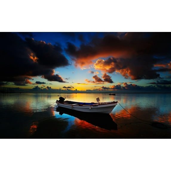 Boat Dock Canvas Art Landscape Picture Wall Art Framed Painting Wall Decor For Home Office Bedroom Reeady to Hang