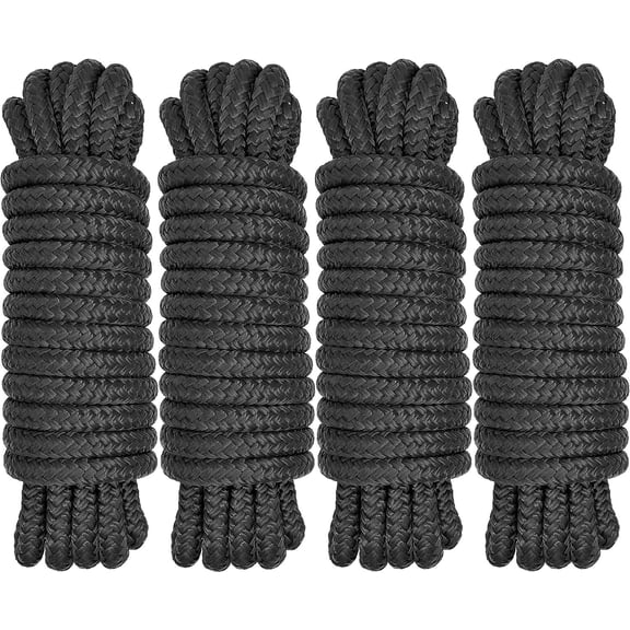 Boat Dock Lines 1/2" x 15' - Double Braided Nylon Boat Ropes for Docking with 12" Loop, Marine-Grade High Strength Boat Lines Dock Rope, Premium Marine Rope Mooring Lines, Easy Handling