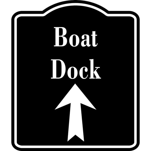 Boat Dock Up Arrow BLACK Aluminum Composite Sign, 20"x24"