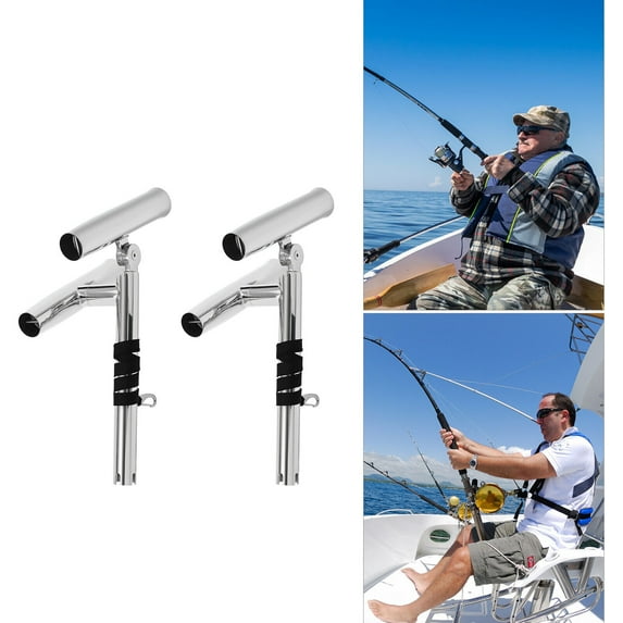 Boat Double Angle Fishing Rod Holder Stainless Steel Outrigger Adjustable 2 PCS