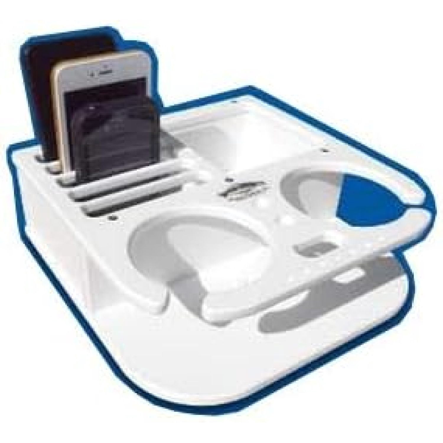 Boat Drink & Phone Holder - BH-2CELL Double Cup Holder With Phone Slots & Storage Box, Suction Or Mount