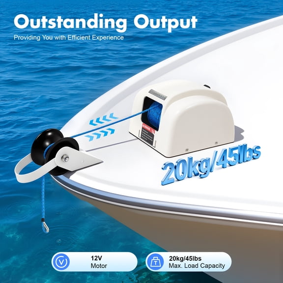 Boat Electric Anchor Winch, 45LBS Electric Anchor Winch, Boat Anchor Wench with Remote Control