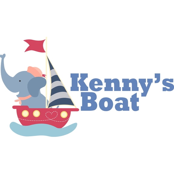 Boat Elephant Beach Travel Sea Waves Customized Wall Decal - Custom Vinyl Wall Art - Personalized Name - Baby Girls Boys Kids Bedroom Wall Decal Room Decor Wall Stickers Decoration Size (20x40 inch)