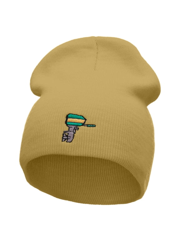 Boat Engine Embroidered 8 inch Acrylic Short Blank Beanie - Khaki OSFM