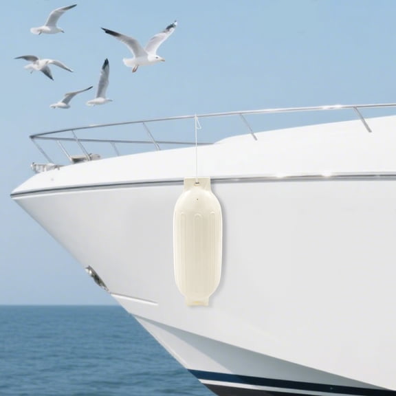 Boat Fenders Inflatable Ribbed Boat Bumpers for Docking White 68*21cm