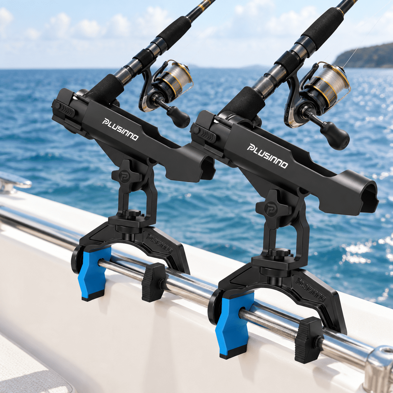 Custom Boat Rod Racks Boat Fishing Rod Holder-2 Pack, Aluminum Alloy Marine Grade Fishing Rod ...