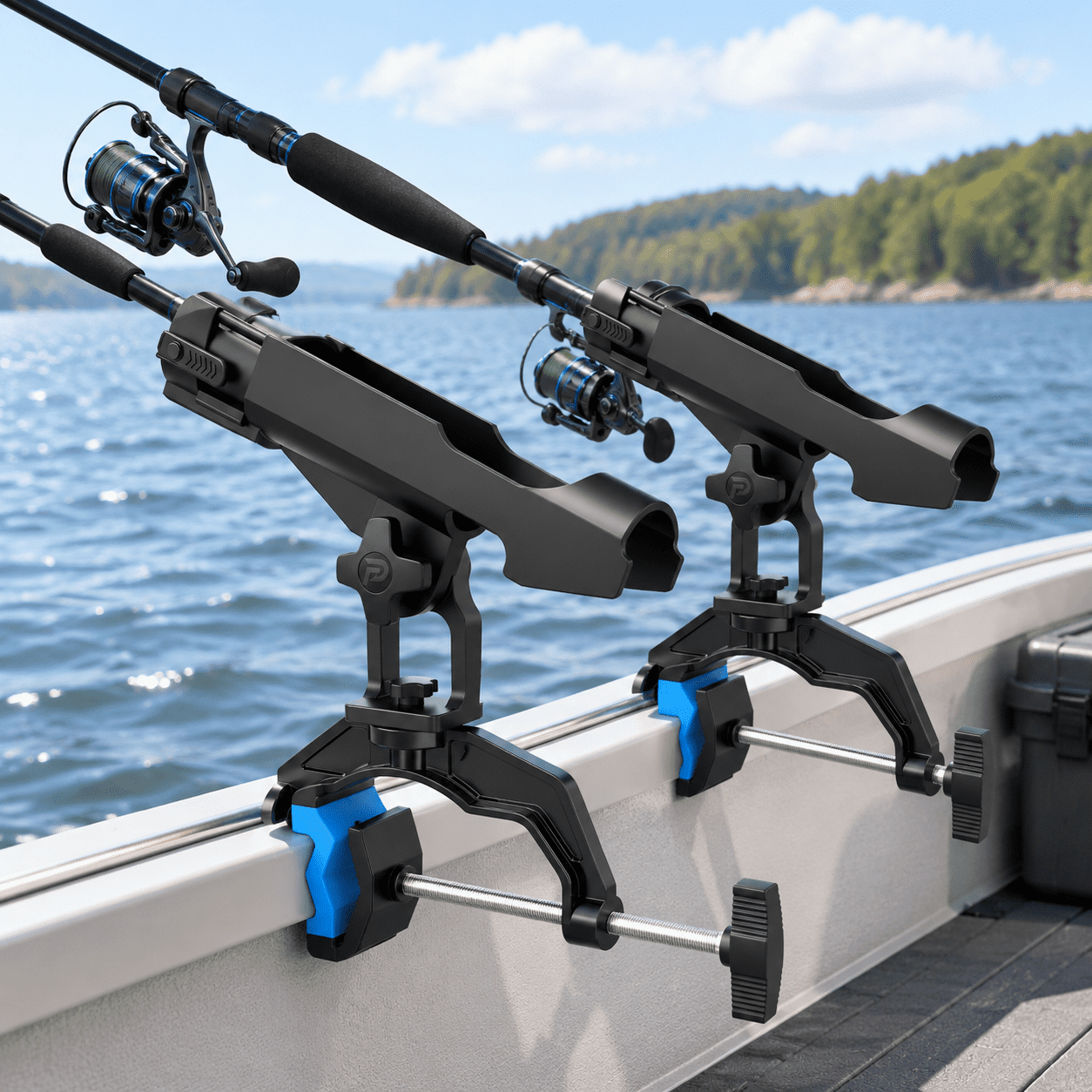 Custom Boat Rod Racks Boat Fishing Rod Holder-2 Pack, Aluminum Alloy Marine Grade Fishing Rod ...