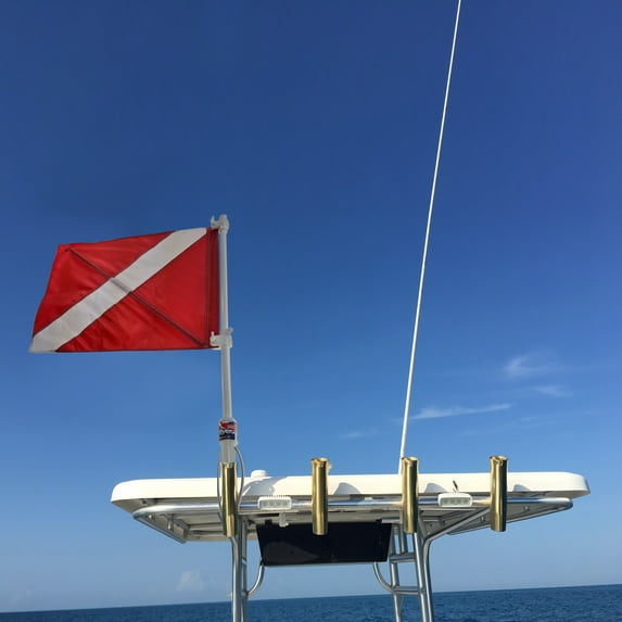 Dive Flag with Pole for Boat T - Top and Rod Holder Safety for Scuba Spearfishing Diving Freediving and Snorkeling