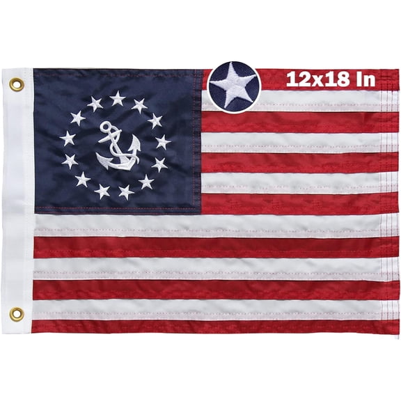 FLAGWIN Boat Flag 12x18 Inch Heavy Duty Nylon Outdoor Decorative Banner with Brass Grommets for Yacht Marine