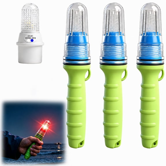 Boat Flares, Electronic Marine Distress Flare, Waterproof Auto Light Control for Fishing Boats, Life Rafts & Marine Safety(Blue,3PCS)