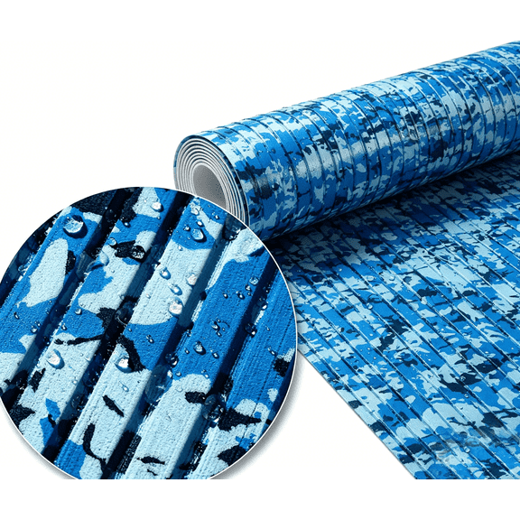 Boat Flooring EVA Foam Boat Decking Camo Non-Slip Boat Mat Self-Adhesive Foam Boat Deck Flooring Carpet Mat Rolls for Kayak Deck Boat Yacht Flooring Motorboat (Camo Ocean, 94.5x17.7-11.6sqft)