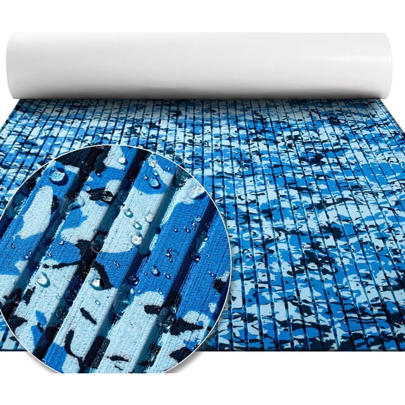 Boat Flooring EVA Foam Boat Decking Camo Non-Slip Boat Mat Self-Adhesive Foam Boat Deck Flooring Carpet Mat Rolls for Kayak Deck Boat Yacht Flooring Motorboat (Camo Ocean, 94.5x17.7-11.6sqft)