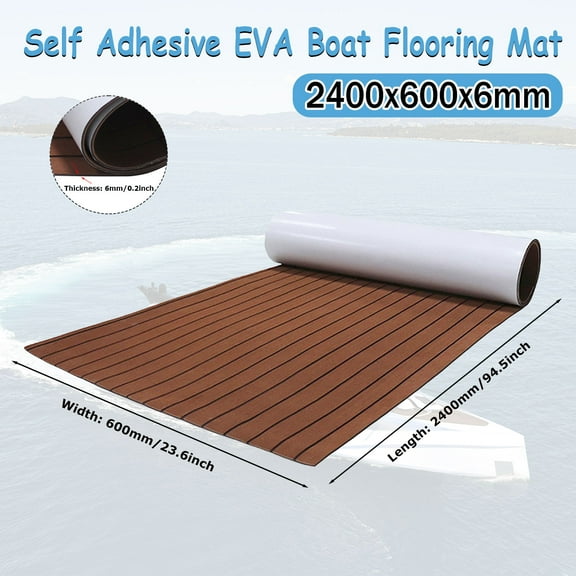 Boat Flooring EVA Foam Boat Decking Marine Mat Non-Slip Self-Adhesive Flooring Sheet for Motorboat Kayak Surfboard Garden Swimming Pools, 94.5" x 23.6"