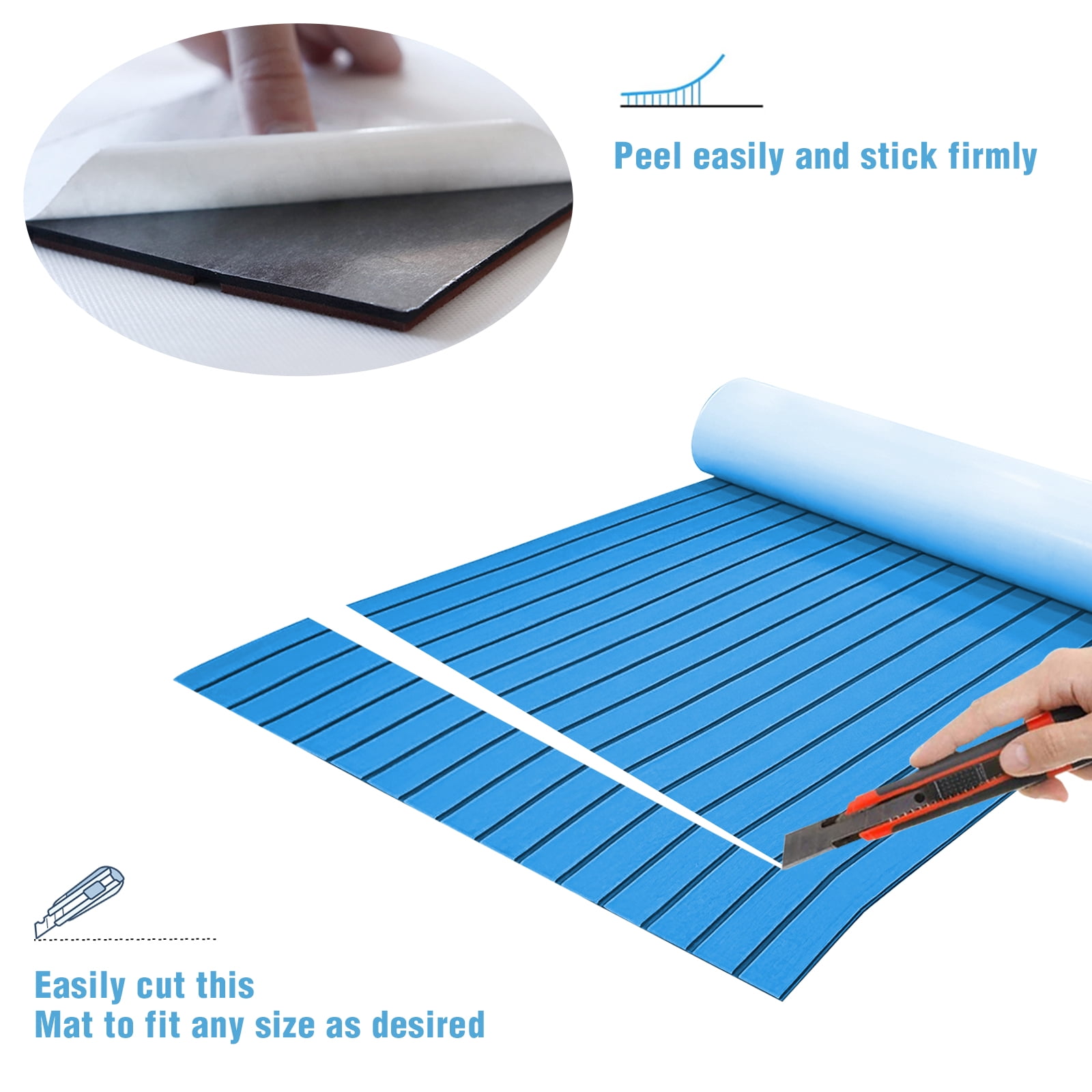 Boat Flooring EVA Foam Boat Decking Marine Mat Non-Slip Self-Adhesive Flooring Sheet for Motorboat Kayak Surfboard Garden Swimming Pools, 94.5" x 35.4"