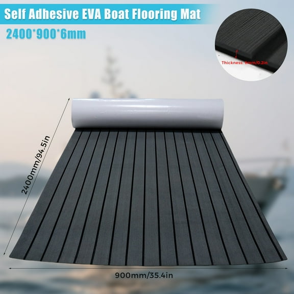 Boat Flooring EVA Foam Boat Decking Marine Mat Non-Slip Self-Adhesive Flooring Sheet for Motorboat Kayak Surfboard Garden Swimming Pools, 94.5" x 35.4"
