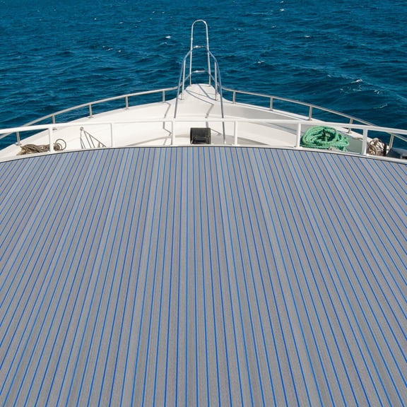 Boat Flooring EVA Foam Boat Decking Faux Teak Marine Flooring Boat Mat Boat Carpet Sheet for Motorboat RV Yacht Kayak Surfboard Lake Mat, Dark Grey+Blue