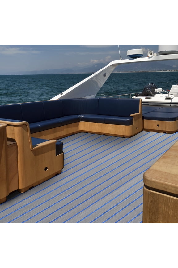 Boat Flooring EVA Foam Decking Sheet Faux Teak Marine Mat Marine Carpet Cooler Tops Seating Non-Slip Self-Adhesive Flooring Material for Motorboat RV Yacht Kayak Swimming Pool 95" x 24"