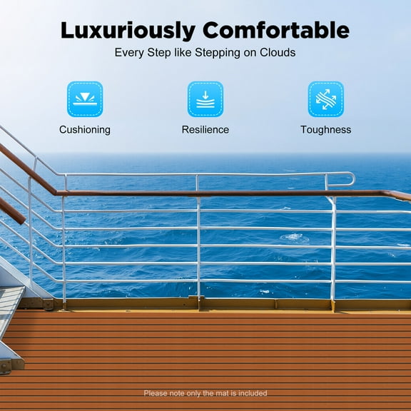 Boat Flooring EVA Foam Decking Sheet Faux Teak Marine Mat Marine Carpet Cooler Tops Seating Non-Slip Self-Adhesive Flooring Material for Motorboat RV Yacht Kayak Swimming Pool 95" x 24"