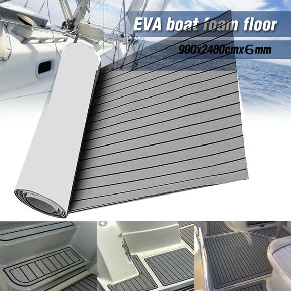 Boat Flooring EVA Foam Decking Sheet Faux Teak Marine Ship Decking Yacht Mat Non-Slip Sound Insulation Self-Adhesive Flooring Material for Motorboat RV Yacht Kayak Swimming Pool 94.5" X 35.4"