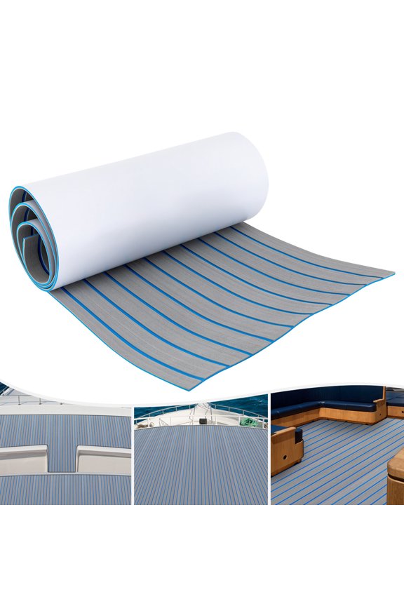 Boat Flooring EVA Foam Decking Sheet Faux Teak Marine Mat Marine Carpet Cooler Tops Seating Non-Slip Self-Adhesive Flooring Material for Motorboat RV Yacht Kayak Swimming Pool 95" x 24"
